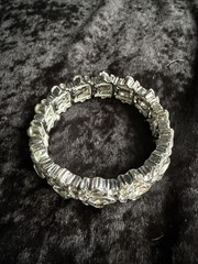 Charter Club Silver / White Stretchable Rhinestone Bracelet