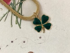 4 Leaf Clover Choker,Enameled four leaf,Irish Necklace,Sarah Coventry Choker G94