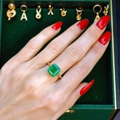 Art Deco 3.10 Ct Natural Emerald Vintage Engagement Ring 14K Yellow Gold Over