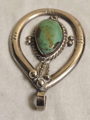 Old Pawn Sterling Silver Vintage Southwestern Royston Turquoise Tribal Pendant