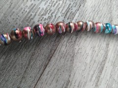 Art Deco Painted Swirl Gold Pearl Necklace 18 inches Grannycore Hippy Vintage