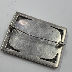 Vintage 925 Sterling Silver Square Dark Red Carnelian Stone Brooch Pin 20.8Gr