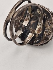 Vintage Sterling Silver Ring W/ Tiger’s Eye Cabochon Size 7.25, Signed JMS, H17