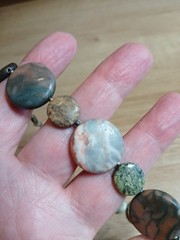 vintage Necklace Semi Precious Stone Agate Flat Beaded