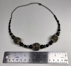 Tibetan Style Necklace Beaded Chunky Boho with Inlaid Seed Beads Metal Vintage
