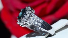 14k white gold 1.25ct natural diamond size 5.75 ring sapphire halo heated 3.35gr