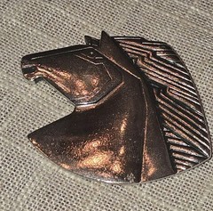Vintage Laurel Burch Wild Stallion Art Deco Inspired Silver Tone Horse Brooch
