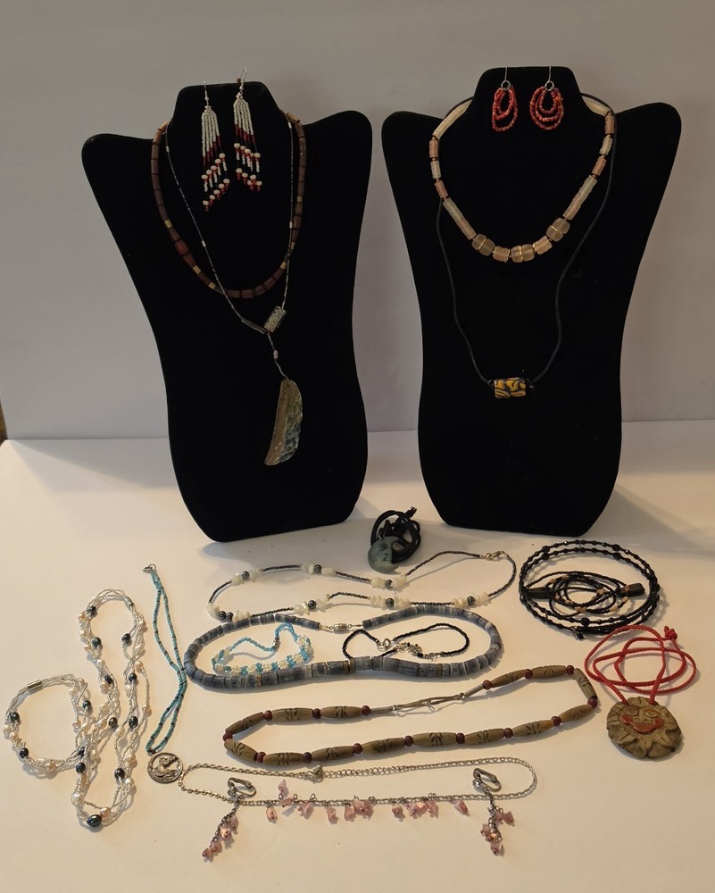 Vintage Retro MCM Beaded 13 Necklace Various Colors 3 Earrings, 3 Bracelets