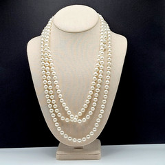 Classic Faux Pearl Long Opera Length Knotted Off White Luminous Necklace 72 inch
