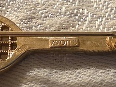 Vintage Avon Tennis Racket Brooch Pin Gold Tone Faux Pearl Tennis Ball 1 3/4″