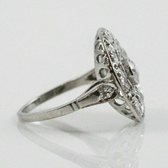 Art Deco Style Floral Round Lab Created Diamond 14K White Gold FN Wedding Ring