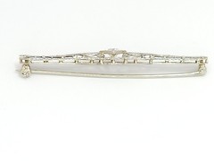 Art Deco Platinum & Gold Mixed .40ct Diamond Solitaire Brooch Bar Pin SI2 F/G