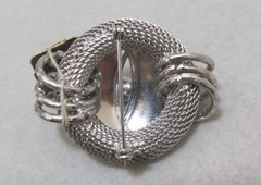 Vtg CONTINENTAL Modernist Layered Silver Tone Mesh Brooch w Tag 1-3/4” NOS