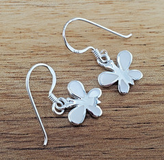 VTG 925 MOP Butterfly Earrings 1in Drop Sterling Silver Mother of Pearl Inlay
