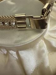 Vintage Rhinestone And Gold Mesh 3 Piece Jewelry Set With Original Box