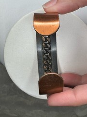 Vintage Genuine Copper Solid Copper Cuff Bracelet Center Cuban Link Unisex