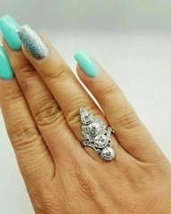 Vintage Art Deco Style Lab Created Diamond Engagement 14k White Gold Finish Ring