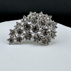 Vintage Rhinestone Brooch Smokey Gray Star Celestial Galaxy Sparkle Cluster