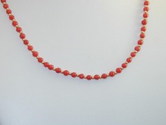 ESTATE Italian Red Coral & 18k Gold Bead Necklace 16 5/8″