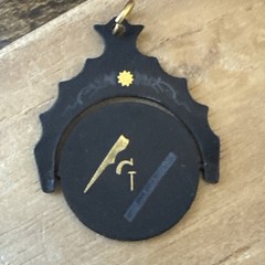 Vintage Amita Black Silver & Gold Damascene Masonic Spinner Fob Pendant / Tools