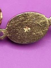 Vintage Chinese Export Round Cloisonne Bead Gold Gilt Necklace Purple Flower 29″