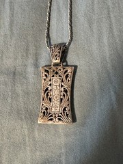 Art Nouveau Necklace 925 Sterling VTG 3/4 In Bale 17.5 In Drop 1.5 In Pendant