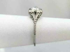 Vintage Art Deco 1Ct Round Lab Created Diamond 14K White Gold FN Engagement Ring