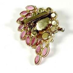 Verified Juliana D&E Brooch Pin Pink Stripe Givre Glass Rhinestone Floral 1960s