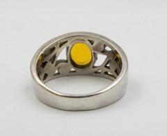 VINTAGE CITRINE STERLING SILVER SETTING HIPPY ART FASHION RING ~ SIZE: 8