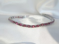 Sterling Silver 925 Rhodolite Pink Garnet Tennis Bracelet 8″