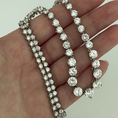 Ross Simons 925 Sterling Silver Clear CZ Sparkly Graduated Tennis Necklace 17″