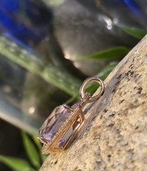 VINTAGE ROSE GOLD TONED 925 & CHAMPAGNE COLORED DIAMOND PENDANT 3.6G