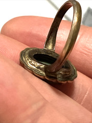VTG Beauty ANTIQUE 10 kt. Gold Filled Green Jade Ring sz.8 Art Deco