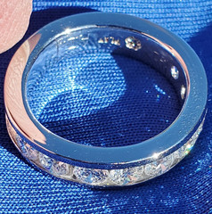 EARTH MINED REAL Diamond Wedding Band SOLID PLATINUM Anniversary Ring Size 5.25