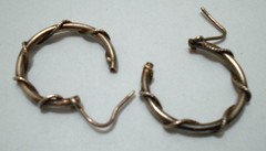 Vintage Sterling Silver Wire Rope Wrapped Hoop Earrings 4 gm 1″