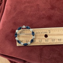 Vtg Krementz 14k Gold Overlay Brooch Fashion Sapphire Color Stones Pin | J813