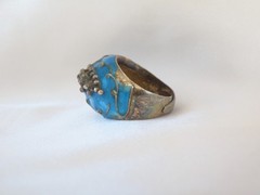 Antique Sterling Silver 925 Enamel Ivy Import Dome Ring Size 7