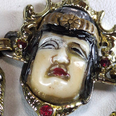 Vintage SELRO SELINI Seven Lucky Gods Bracelet Asian Fortune Faces Figural Panel