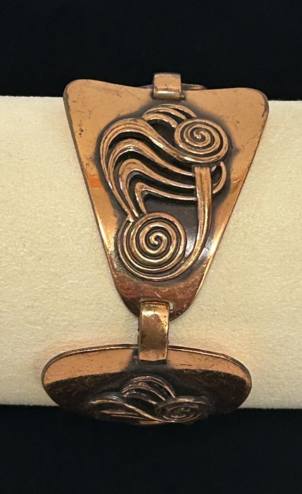 Vitg Copper Modernist Unique Abstract Swirl Link Bracelet
