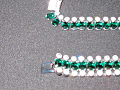 Vintage Faux Emerald Green & Clear Rhinestone Necklace Bracelet Earring Set RARE