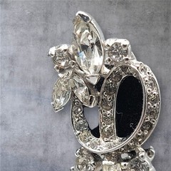 Vintage Pennino Sparkling Ice Bow & Flowers Clip On Earrings Rhodium Plated