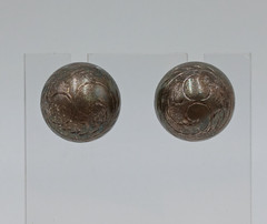 VTG 925 Dome Stud Earrings 0.5in Sterling Silver 3.85g Etched Swirl Estate READ