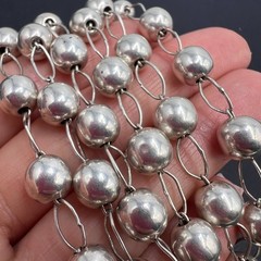 Vintage Sterling Silver 925 Long Bead Chain Necklace 145cm 83g Italy Estate