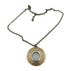 Marjorie Baer SF Brutalist Mixed Metal Medallion Pendant Necklace