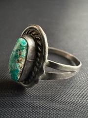 Vintage Silver Native American Turquoise Ring Handmade Size 8.25 US