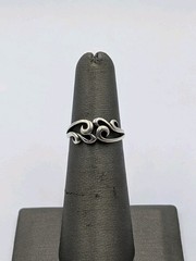Wheeler Mfg Co. Vintage Sterling Silver Swirl Water Waves Split Shank 925 Ring