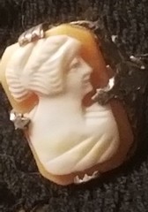 14k Gold Antique Cameo Ring, Shell & Coral, In Original Box, Size 4.75