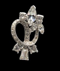 Vintage Pennino Sparkling Ice Bow & Flowers Clip On Earrings Rhodium Plated