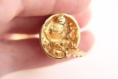 Nolan Miller Gold Tone Pink Crystals Clip Earrings Adjustable Tension, High End