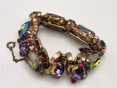 Vintage Juliana D&E Purple Watermelon Heliotrope 5 Link Bracelet Verified